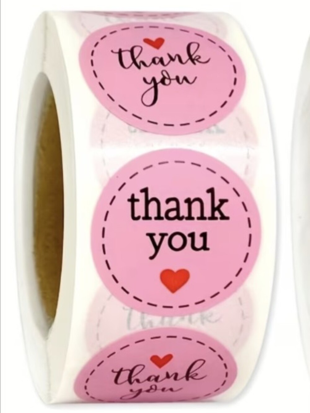 500 Count Pink THANK YOU Stickers on Roll New With Tags